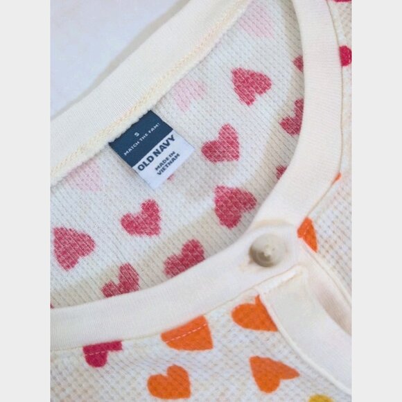 Old Navy Womens One Piece Pajama Size Small Rainbow Hearts Waffle Weave - New - Picture 4 of 4